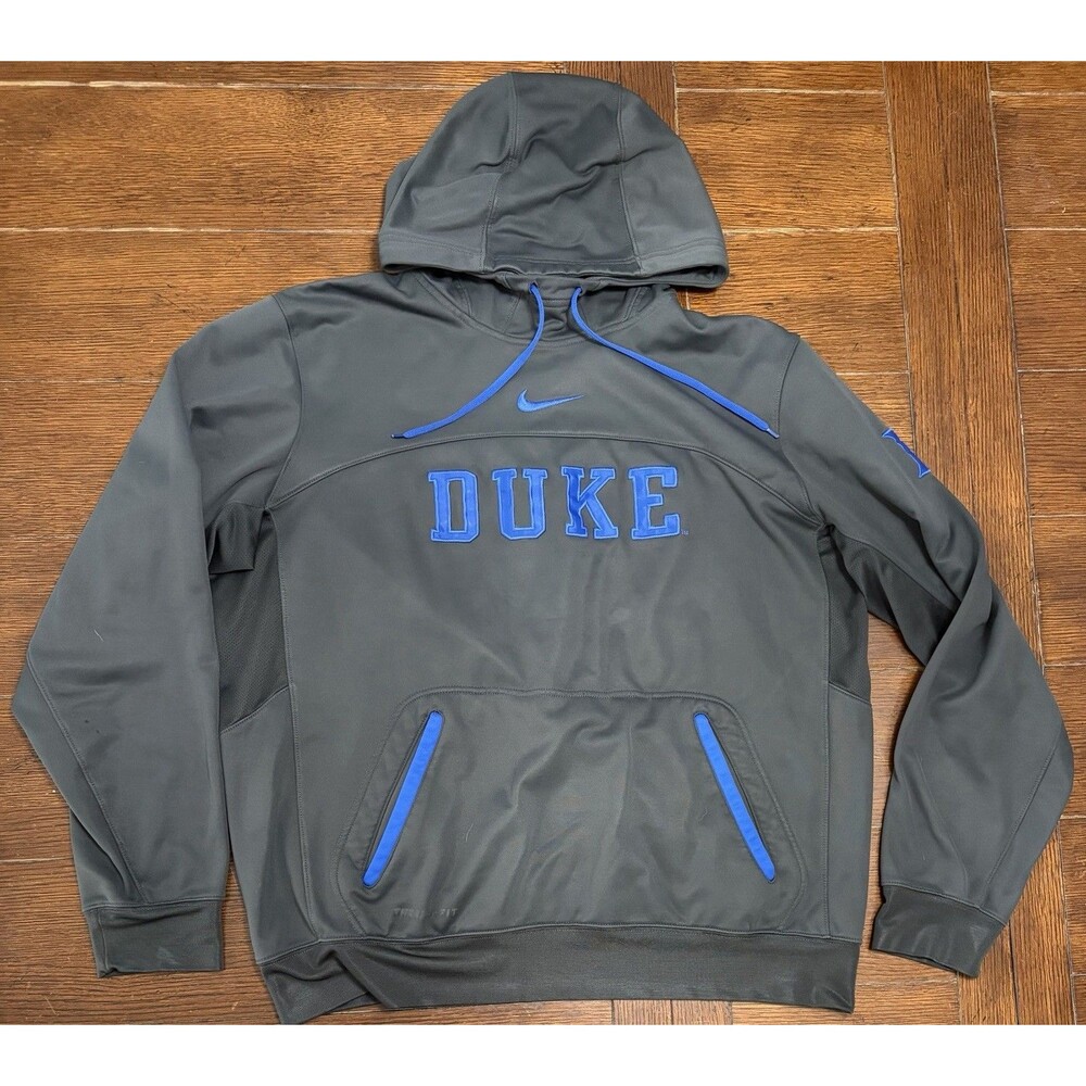 Nike Center Swoosh Duke Blue Devils Hoodie Men L Gray Therma-FIT Elite